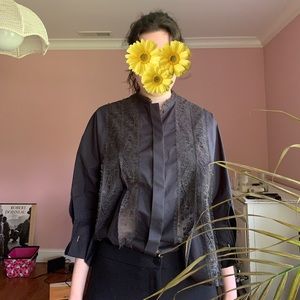 Hermès Cotton & Lace Button-down Blouse